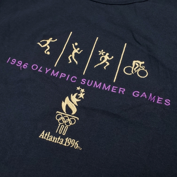 Vintage Champion 1996 USA Atlanta Olympics T Shirt Mens Medium Summer Games Navy - Picture 6 of 8